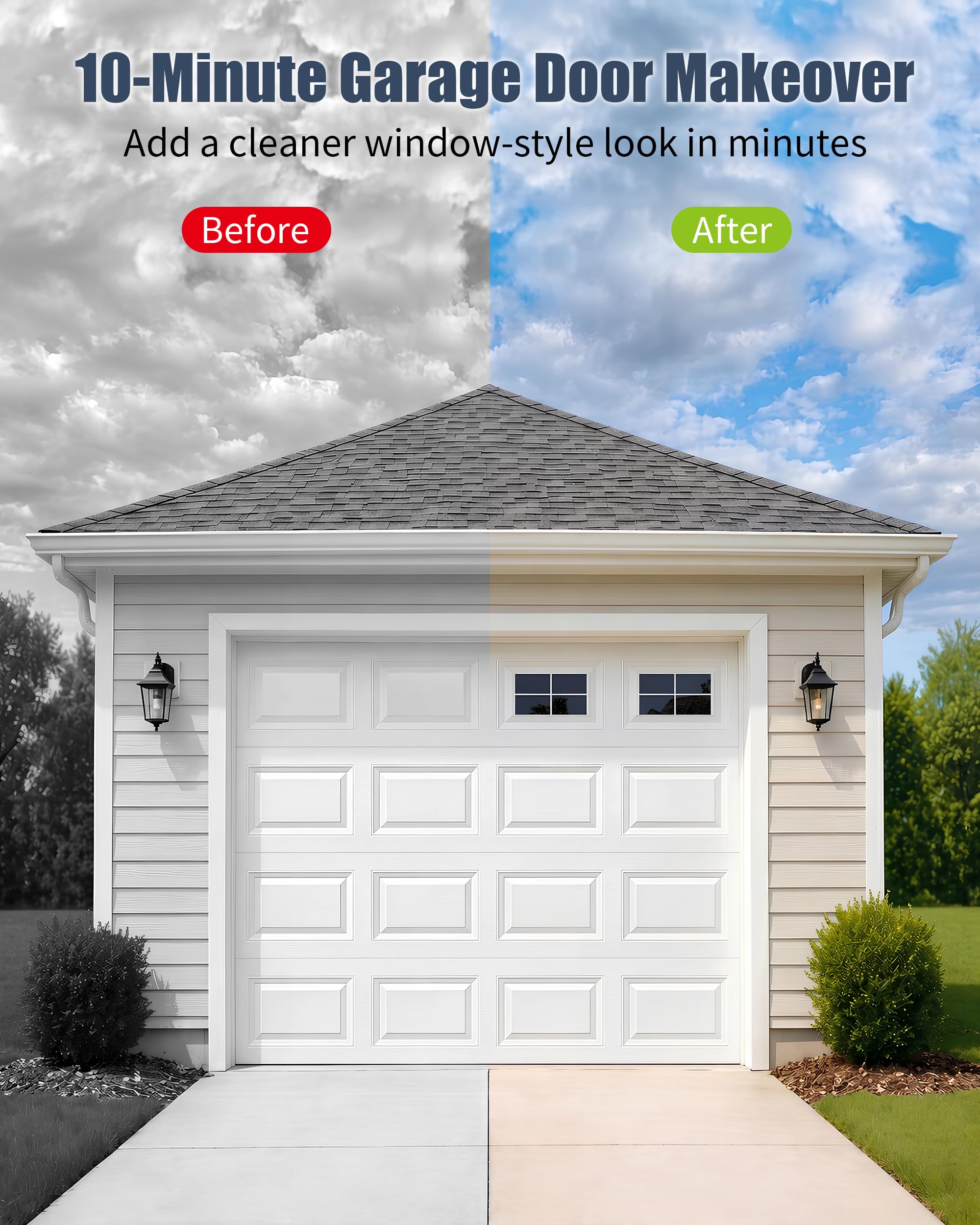 Amazon.com: NILEHO Magnetic Garage Door Window Panels – 16PCS Faux